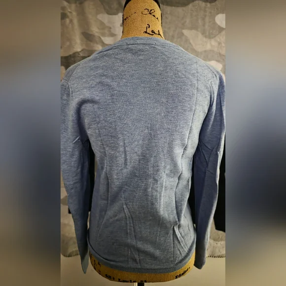 Lacoste Women’s Light Blue V-Neck Cotton Cardigan Tenniscore - Size 34 (XS/S) - Picture 3 of 4